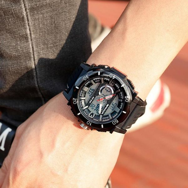 

sanda new minitary men watch fashion sports multi-function led digital watch temperature display luminous men's waterproof, Slivery;brown