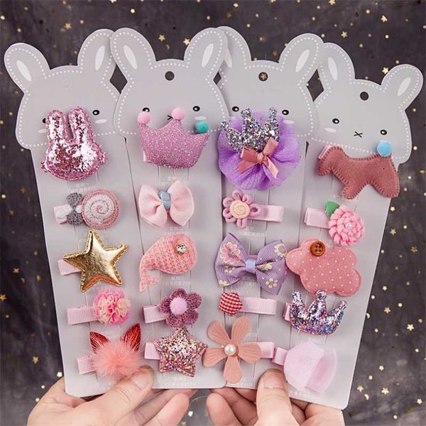 

5set/lot children cute animal cartoon star flower ornament princess hair clips girls lovely hairpins kids hair accessories, Slivery;white