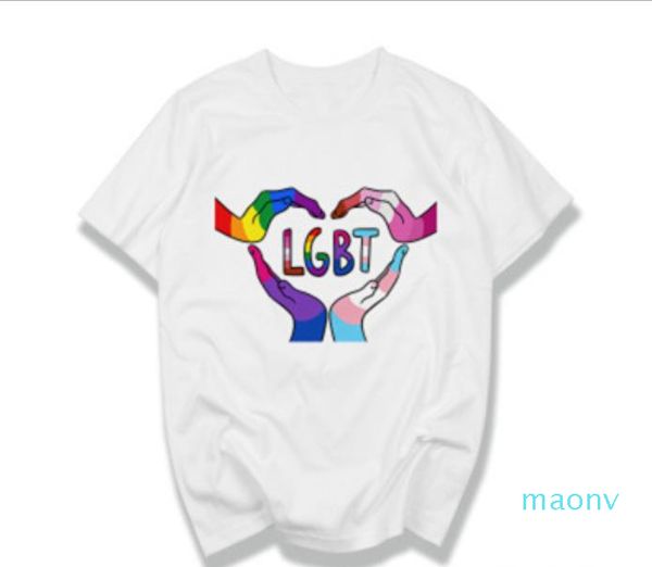 

new lgbt summer man t shirt o-neck printed short rainbow gays tees, White;black