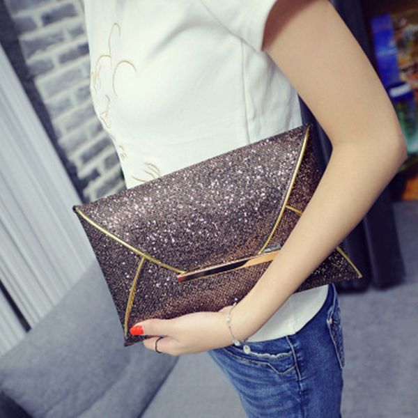 

2018 fashion women's envelope clutch bag purse for party brand trend gold black handbag large ladies clutches