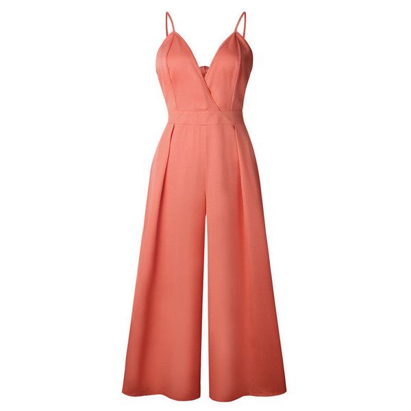

trendy boho women v-neck clothes strap backless romper summer sleeveless solid beach chiffon jumpsuit one pieces, Black;white