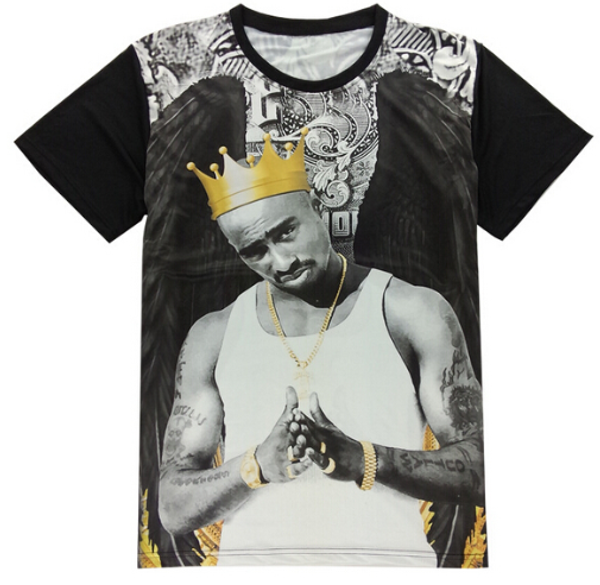 

новый стиль мода рэп крестный отец 2pac тупак футболка женщины мужчины лето мужская 3d печати с коротким рукавом crewneck повседневная топы, White;black