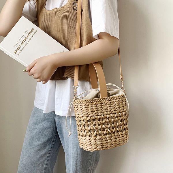 

hollow straw woven bag handle clutch bag shopping female shoulder messenger
