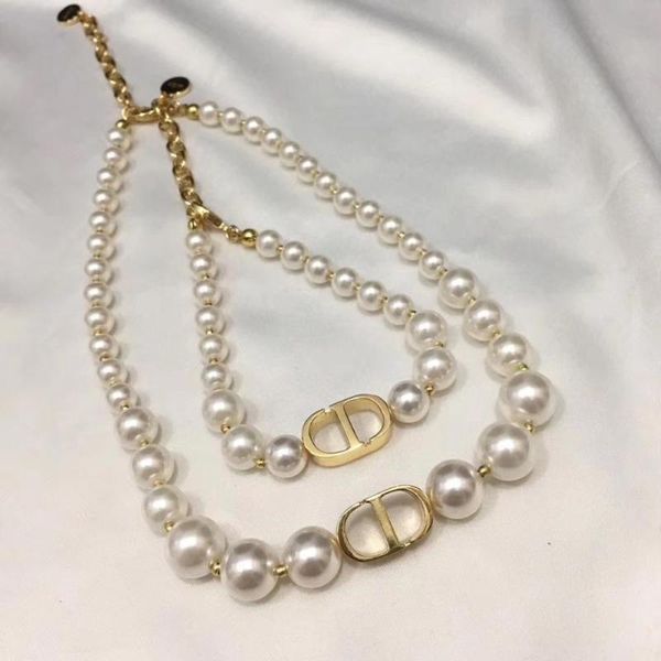 

буква компакт-диска кулон жемчуг браслет ожерелье комплект ювелирных изделий золота 2020 новый, Silver