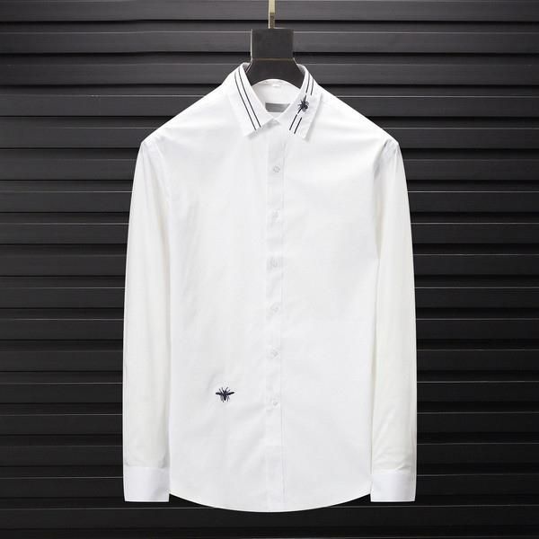 

2019 new brand designer mens women shirts collar stripe with animal embroidery casual business office shirt long sleeve blouse b100228v, White;black