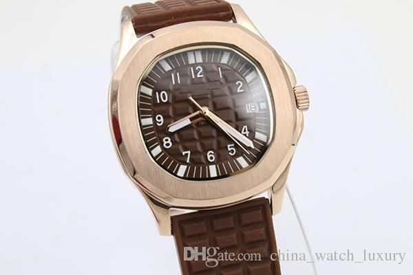 

2018 packet quartz watch men coffee dial gold skeleton rubber band transparent back chronometer aquanaut 5167r watch monor hemmo, Slivery;brown