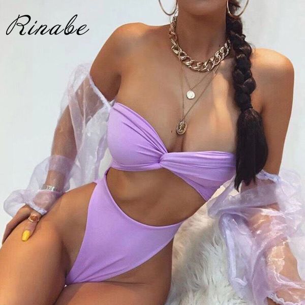 

high wait bikini bandaeu swimsuit removable long sleeve swimwear women bathing suit solid bikini set biquini 2020 bikinis