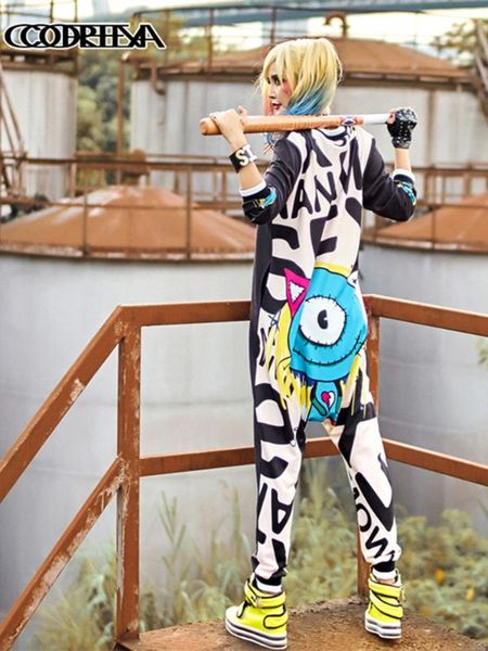 

letter print long sleeve romper loose oversized bodysuit hip hop lady playsuits patchwork jumpsuit women autumn 2020 streetwear, Black;white