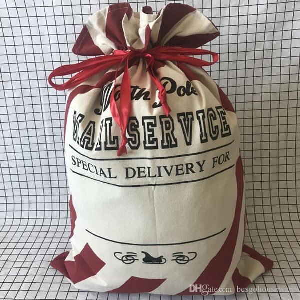 

large capacity canvas bags christmas style red striped storage canvas bag 50*70 cm envelope candy party decoration storage bag bh0105