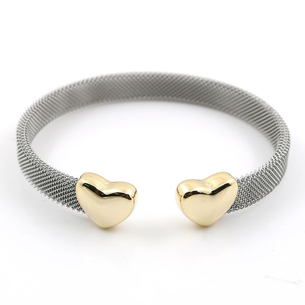 

vintage stainless steel heart cuff bracelets bangles mesh bracelets bangles for men women fashion jewelry, Black