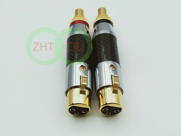 2 pcs de alta qualidade XLR Feminino para RCA Feminino Adaptador de Soquete de Ouro