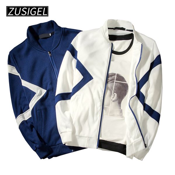 

zusigel men's jacket baseball contrast collar zipper cardigan flight jacket coat sports outwear, Black;brown