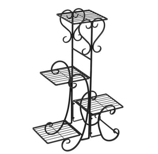 

wholesales 2019 4 potted square flower metal shelves plant pot stand for indoor outdoor garden black