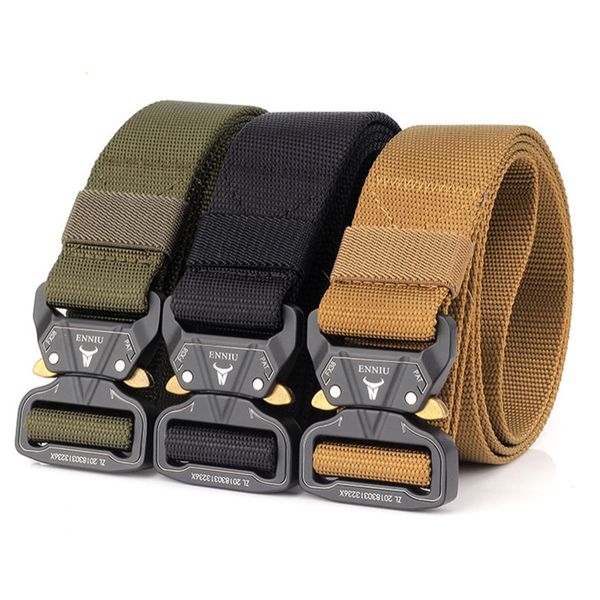 

nylon waist belt tactical belts with metal buckle adjustable heavy duty training waist belt hunting accessories new, Black;gray