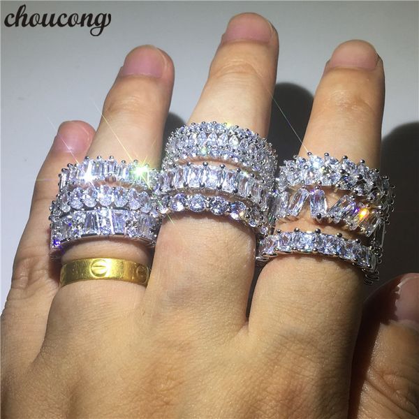 

choucong 9 styles promise finger ring diamond 925 sterling silver engagement wedding band rings for women men bijoux gift, Slivery;golden