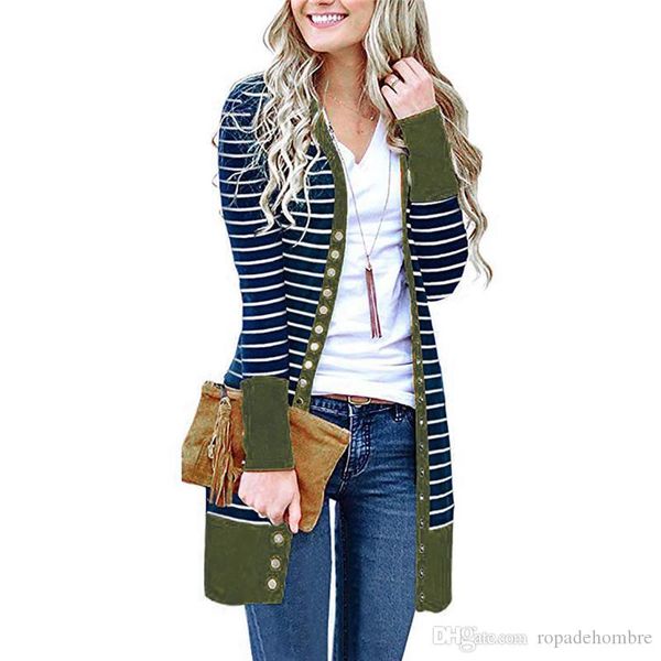 

stripe print womens designer jackets fashion buttons panelled womens cardigan outerwears casual single breasted females clothing, Black;brown