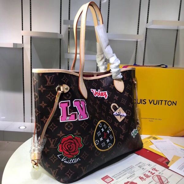 

2019 original never full cowhide leather handbag color leather hopping bag never ingle houlder bag free hipping m43988