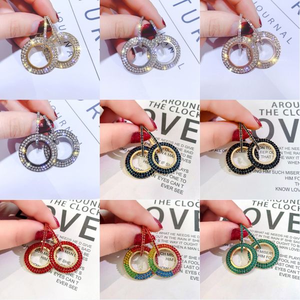 

kimter geometric circle hoop earring jewelry temperament diamond huggie stud earrings fashion accessories gift 12 styles dhl o95fa, Golden;silver