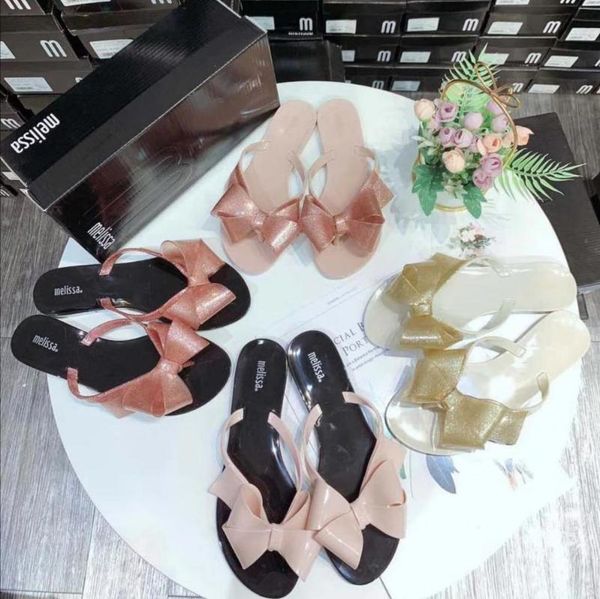 

melissa harmonic bow 2020 new women slippers brand jelly shoes melissa brazilian female jelly shoes, Black