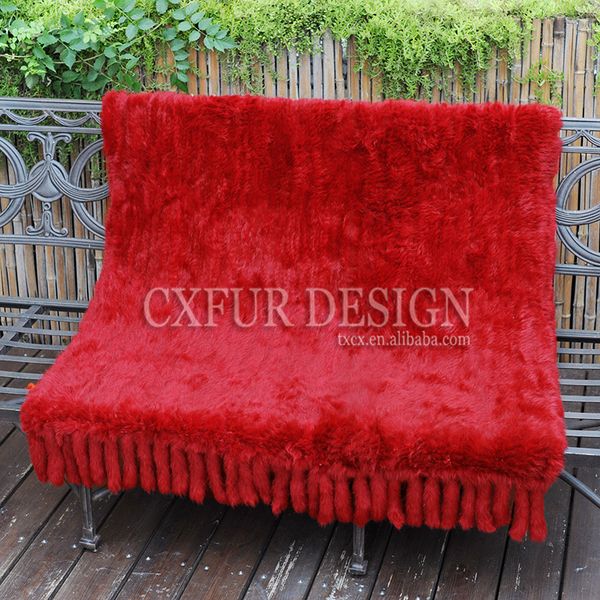 

cx-d-20h winter warm sofa hand knitted real fur fringes fur throw blanket