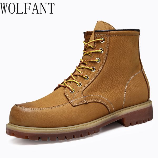 

wolfant new layer leather work boots high-men's shoes jeans boots, Black