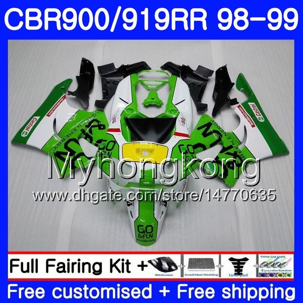 Karosserie grün weiß Lager für HONDA CBR 900RR CBR 919RR CBR900 RR CBR919RR 98 99 278HM.13 CBR900RR CBR 919 RR CBR919 RR 1998 1999 Verkleidungsset