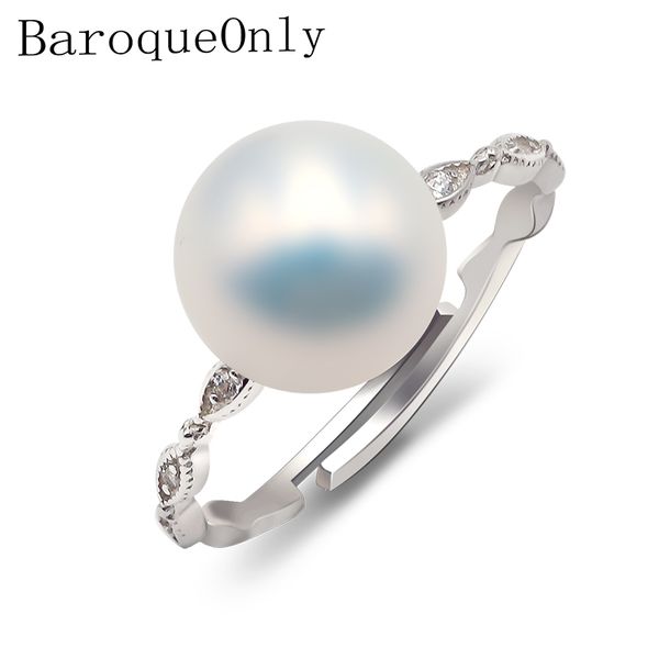 

baroqueonly 100% genuine freshwater pearl ring elegant ring for women, fashion 925 sterling silver jewelry, Golden;silver