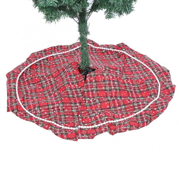 

100cm cloth plaid christmas tree skirt merry christmas tree skirt floor mat cover carpet xmas party home decor
