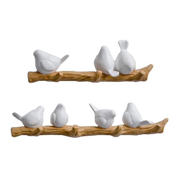 

2x cute 3& 4 birds hanger hook wall decor hooks rack for bag coat robe towel