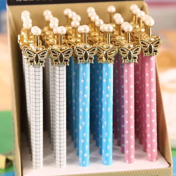 

36pcs/lot small pearl bow mechanical pencils school office supply student stationery kids gift automatic pencil 0.5mm, Blue;orange