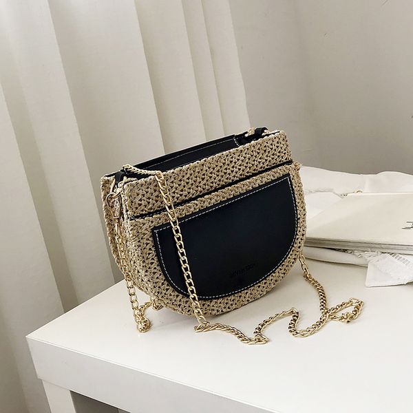 

солома полукруг 2019 летней новой сумки женщина-бич марк дизайнер crossbody плечо сумки shell женщина сумка bolso