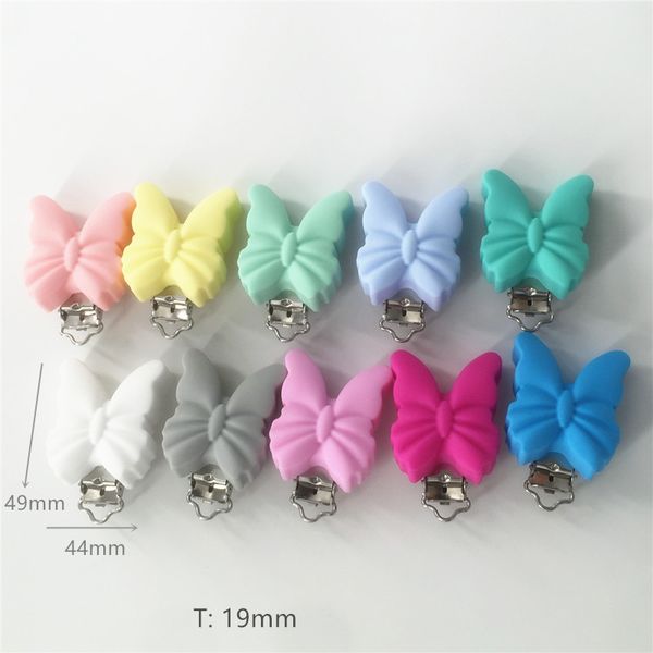 

chenkai 50pcs bpa silicone butterfly baby pacifier dummy teether chain holder clips diy soother nursing toy accessories