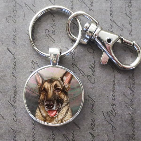 

art painting cute dog key ring key chain animal p key buckle pendant birthday festival anniversary gift jewelry keyrings charms, Slivery;golden