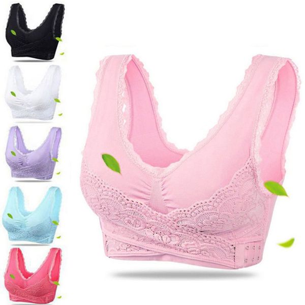 

3xl plus size lingerie lace solid color cross side buckle without rims gathered sports underwear sleep bra new, Red;black