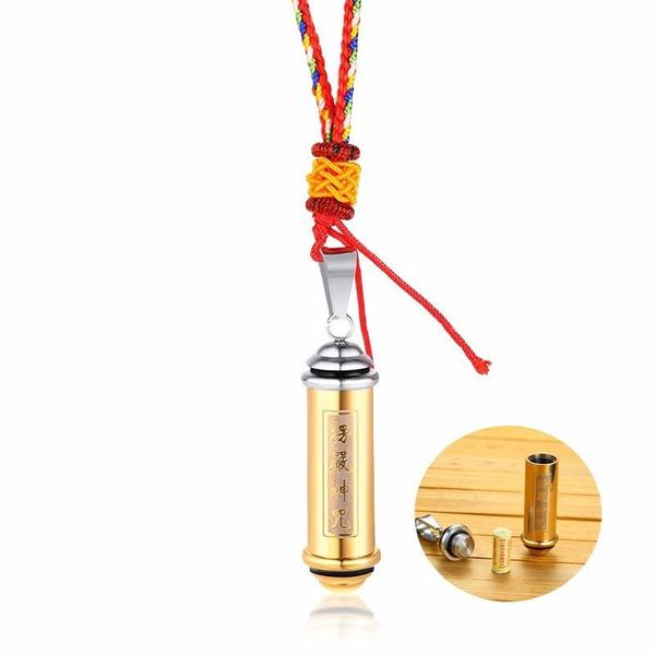 

men's stainless steel open lucky buddha amulet great compassion mantra cylindrical pendant necklace bottle memorial jewelry, Silver