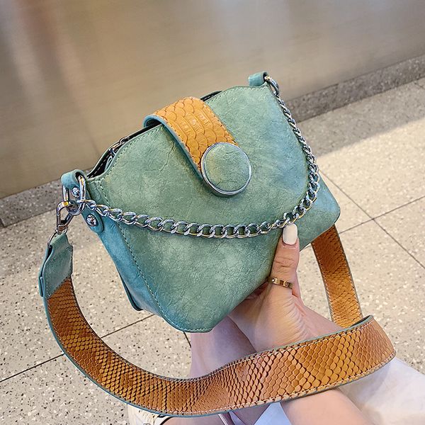 

serpentine leather crossbody bucket bags for women 2019 summer chain handbags lady shoulder messenger bag female travel handbag