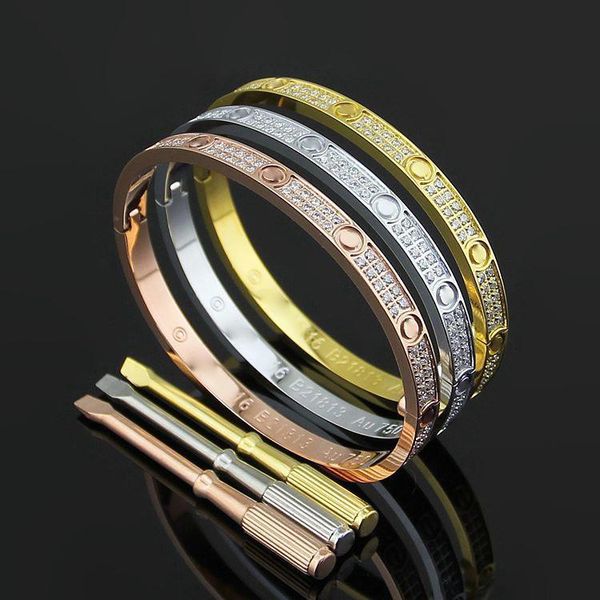 

b22 full stone screw fashion c brand love designer bracelets for lady design women party wedding lovers gift stainless steel have logo, Black