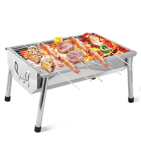

grills household mini barbecue rack outdoor portable bbq charcoal stove stainless steel grill for 3-5 people