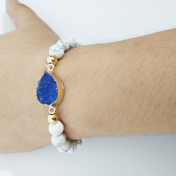 

dhl selling 8mm nature stone bead bracelets durzy waterdrop charm bracelet for women green blue red black fashion summer jewelry
