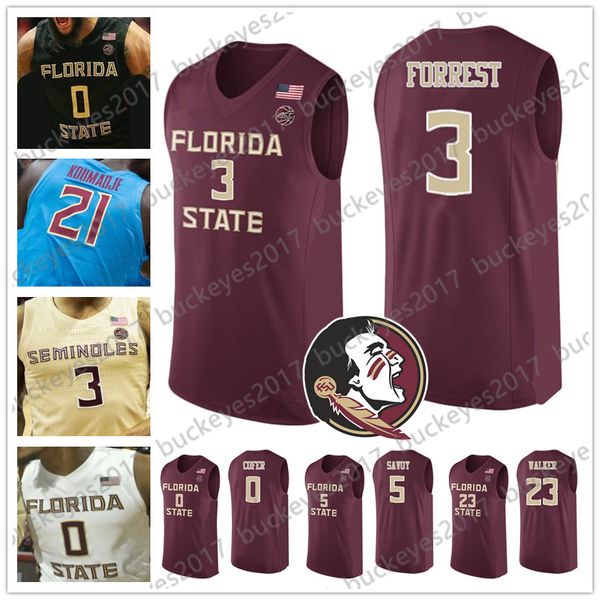 

2019 ncaa флорида стейт семинолс баскетбол # 3 трент форрест 23 мдж уокер младший 0 фил кофер 21 христос кумадже 5 пи джей савой джерси, Black