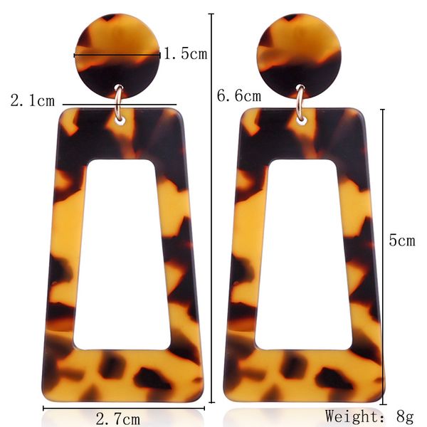 

2020 acrylic resin leopard stud earring for women fashion tortoiseshell geometry acetate earrings set brincos, Golden;silver