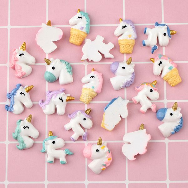 

2019 new multistyle cute cartton resin unicorn charms diy hair accessories diy cell phone sticker jewelry accessories wholesale, Blue;slivery