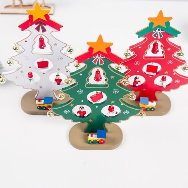 

diy wooden christmas ornaments tree ornaments festival party xmas tree table desk decoration red