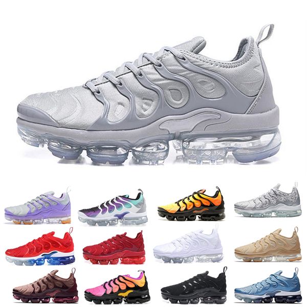 

silver patterns tn plus mens women running shoes bumblebee olympic sherbet triple white black sports sneakers 36-45 ing