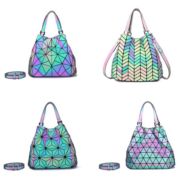 

brand designer women larger handbags geometric hobos shoulder bags shopping bag pu luminous big tote handbags messenger bag #171