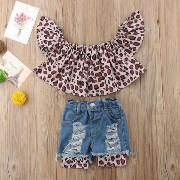 

прекрасные дети новорожденных девочек леопардовые топы футболка + шорты брюки одежда комплект одежды, White