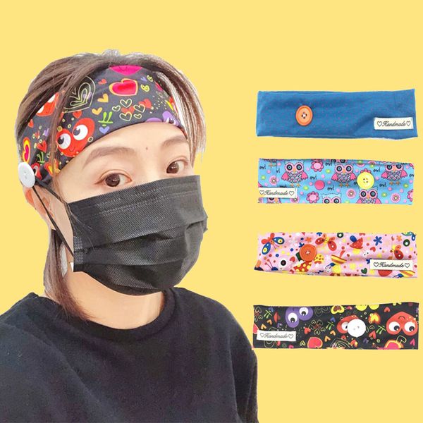 

2020 new arrival button headband hairband yoga knitted stretch hairband girls bandanas hairbands womens hair accessories, Golden;white