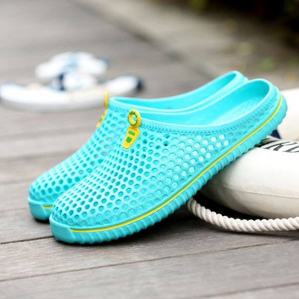 

2019 summer clogs for women lovers sandals 2019 cut-outs shoes woman slip on flats casual slippers women flip-flops for female, Blue;gray
