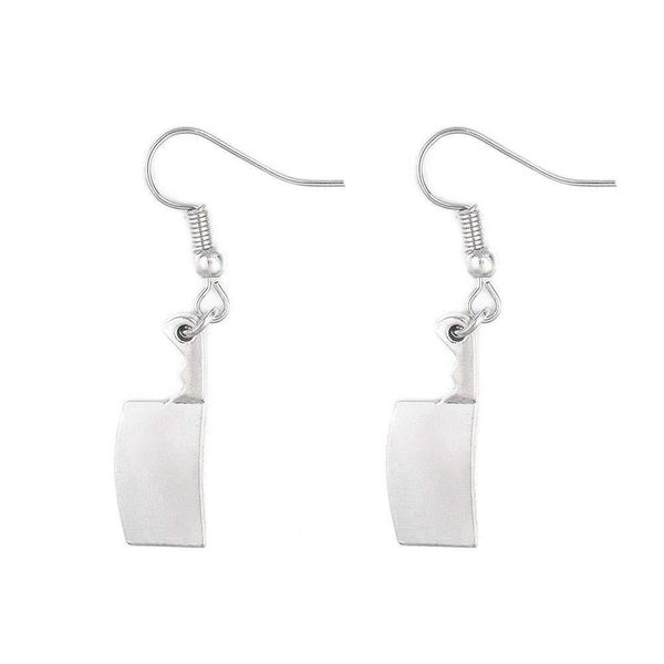 

2019 new style ancient silver kitchen knife hammer wrench earrings ear hook creative women jewelry designer earring friendship chef gift