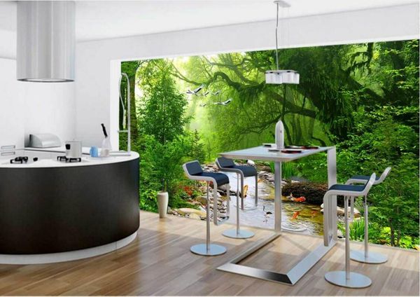 

wdbh 3d wallpaper custom p primitive woods river fish background painting living room home decor 3d wall murals wallpaper for walls 3 d